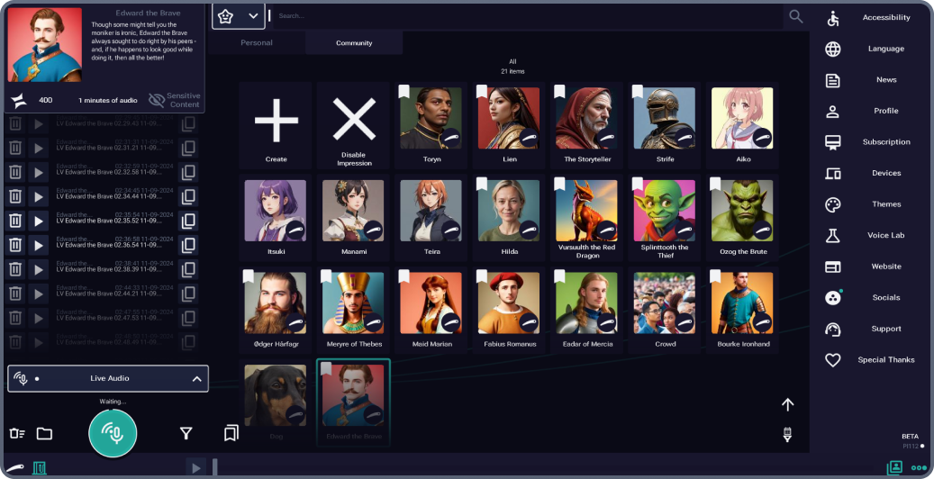 A screenshot of LeapVoice, demonstrating the app.